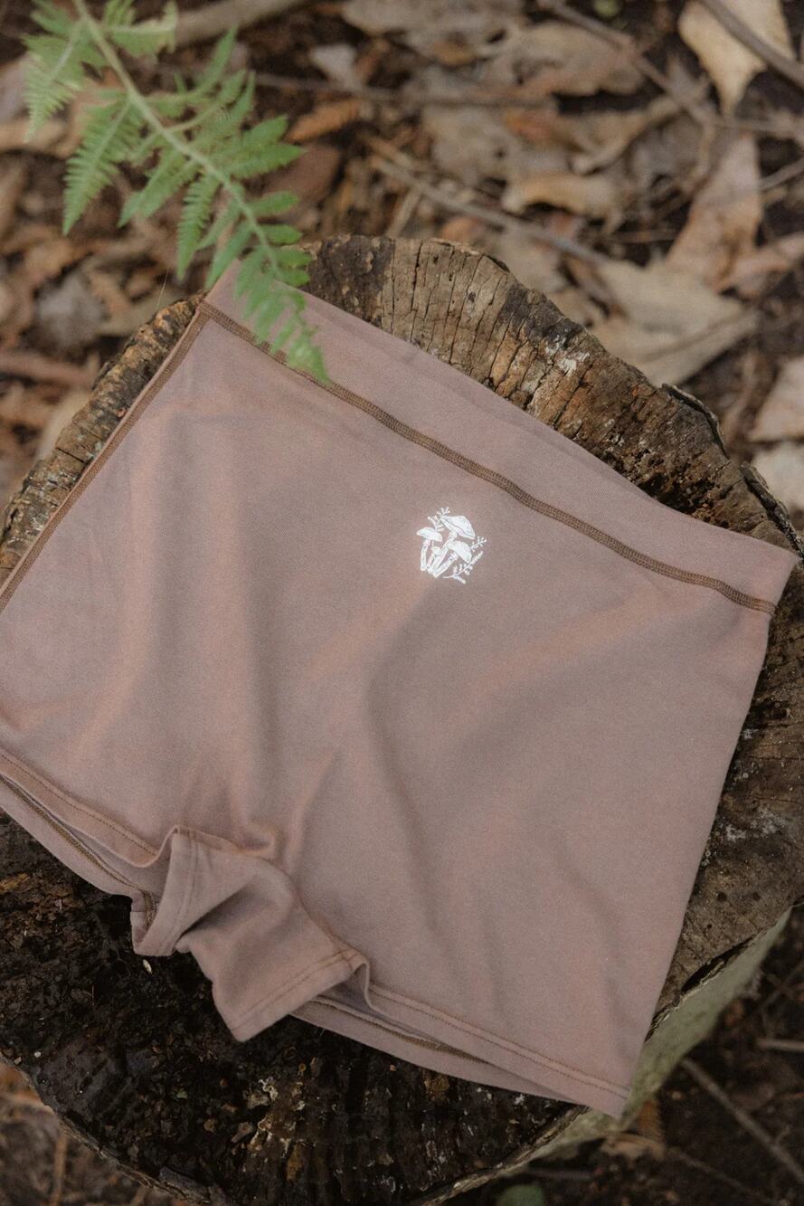 NWT Purusha People Organic Cotton Brown Forest Floor Foundation Boyshorts XS